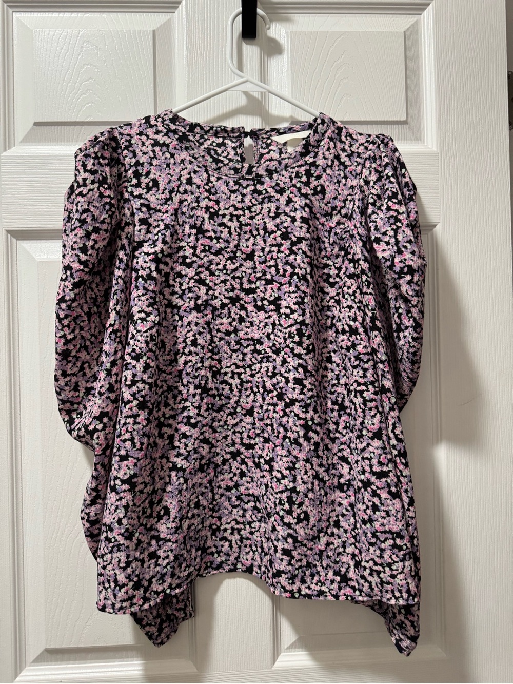 H&M Black Top with Pink and Purple Floral Pattern